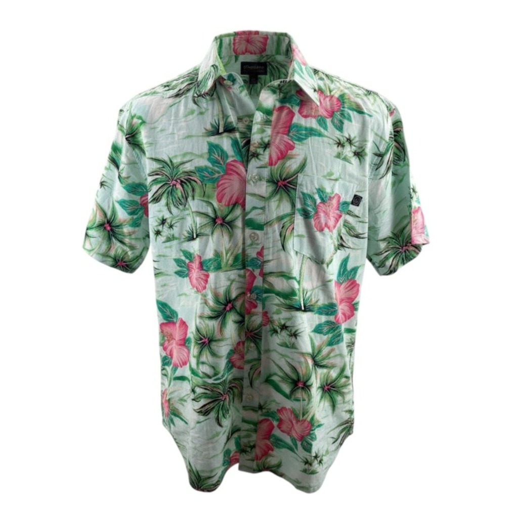 Maui and Sons Hawaiian Tropical Cotton Stretch Mens Short Sleeve Button Shirt XL